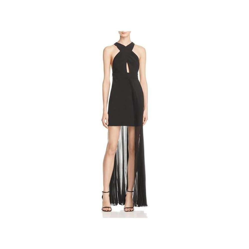 AQ/AQ Asymmetrical Black Dress with Fringe